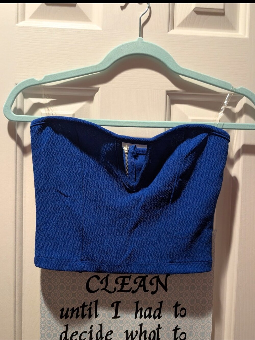 Bozzolo Cobalt Blue Strapless Crop Top
